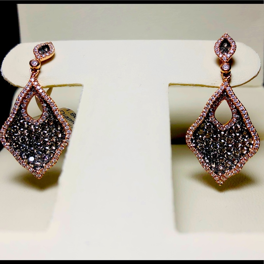 Champagne Diamond Earrings in Rose Gold / Rhodium